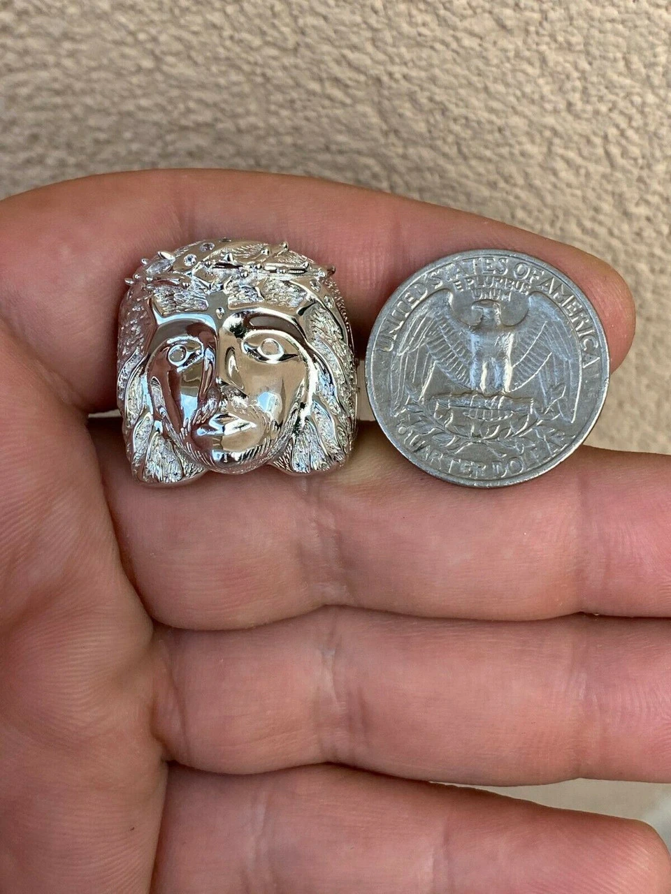 Mens Real Solid 925 Sterling Silver Jesus Face Ring Pinky Hip Hop Anillo Cz 7-13 11 Mens Real Solid 925 Sterling Silver Jesus Face Ring Pinky Hip Hop Anillo Cz 7-13 - Image 9