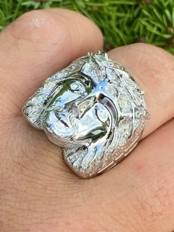 Mens Real Solid 925 Sterling Silver Jesus Face Ring Pinky Hip Hop Anillo Cz 7-13