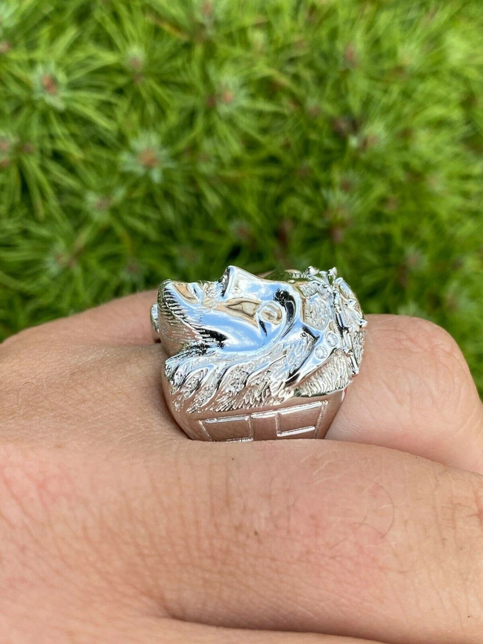 Mens Real Solid 925 Sterling Silver Jesus Face Ring Pinky Hip Hop Anillo Cz 7-13 6 Mens Real Solid 925 Sterling Silver Jesus Face Ring Pinky Hip Hop Anillo Cz 7-13 - Image 4