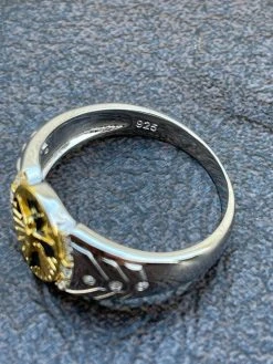 Mens Real Solid 925 Sterling Silver Jesus On Cross Ring 14k Gold & Enamel Finish -Harlem Bling Shop italiano silver inc mens real solid 925 sterling silver jesus on cross ring 14k gold and enamel finish 21848.1664380710