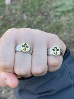 Mens Real Solid 925 Sterling Silver Jesus On Cross Ring 14k Gold & Enamel Finish -Harlem Bling Shop italiano silver inc mens real solid 925 sterling silver jesus on cross ring 14k gold and enamel finish 55705.1664387519