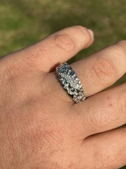 Mens REAL Solid 925 Sterling Silver Nugget Band Ring W. Iced Diamond Claw Mark 29 Mens REAL Solid 925 Sterling Silver Nugget Band Ring W. Iced Diamond Claw Mark -Harlem Bling Shop italiano silver inc mens real solid 925 sterling silver nugget band ring w iced diamond claw mark 09014.1665671071