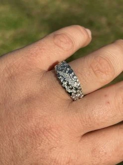 Mens REAL Solid 925 Sterling Silver Nugget Band Ring W. Iced Diamond Claw Mark 26 Mens REAL Solid 925 Sterling Silver Nugget Band Ring W. Iced Diamond Claw Mark -Harlem Bling Shop italiano silver inc mens real solid 925 sterling silver nugget band ring w iced diamond claw mark 24606.1664382413