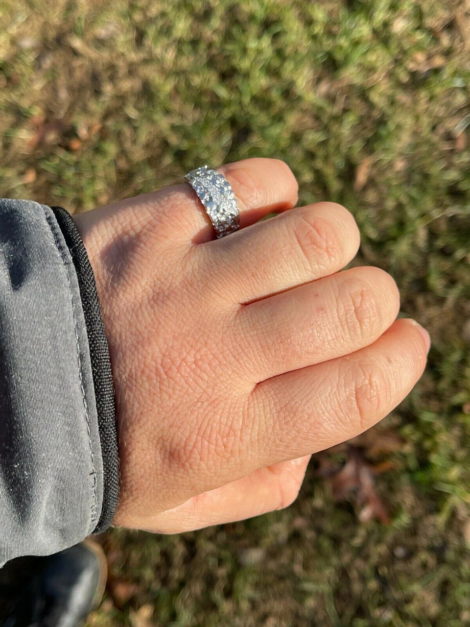 Mens REAL Solid 925 Sterling Silver Nugget Band Ring W. Iced Diamond Claw Mark 15 Mens REAL Solid 925 Sterling Silver Nugget Band Ring W. Iced Diamond Claw Mark - Image 13