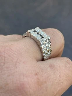 Mens REAL Solid 925 Sterling Silver Nugget Ring Iced Baguette Diamonds Sz 6-13 22 Mens REAL Solid 925 Sterling Silver Nugget Ring Iced Baguette Diamonds Sz 6-13 -Harlem Bling Shop italiano silver inc mens real solid 925 sterling silver nugget ring iced baguette diamonds sz 6 13 14022.1664399875