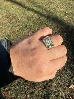 Mens REAL Solid 925 Sterling Silver W 10k Gold Bezel Iced Baguette Diamond Ring -Harlem Bling Shop italiano silver inc mens real solid 925 sterling silver w 10k gold bezel iced baguette diamond ring 38209.1664389428