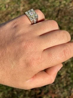 Mens REAL Solid 925 Sterling Silver W 10k Gold Bezel Iced Baguette Diamond Ring -Harlem Bling Shop italiano silver inc mens real solid 925 sterling silver w 10k gold bezel iced baguette diamond ring 55445.1664385048