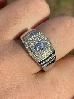 Mens REAL Solid 925 Sterling Silver W 10k Gold Bezel Iced Diamond Solitaire Ring 20 Mens REAL Solid 925 Sterling Silver W 10k Gold Bezel Iced Diamond Solitaire Ring -Harlem Bling Shop italiano silver inc mens real solid 925 sterling silver w 10k gold bezel iced diamond solitaire ring 29157.1664377700