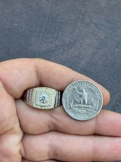 Mens REAL Solid 925 Sterling Silver W 10k Gold Bezel Iced Diamond Solitaire Ring 24 Mens REAL Solid 925 Sterling Silver W 10k Gold Bezel Iced Diamond Solitaire Ring -Harlem Bling Shop italiano silver inc mens real solid 925 sterling silver w 10k gold bezel iced diamond solitaire ring 68758.1664380626