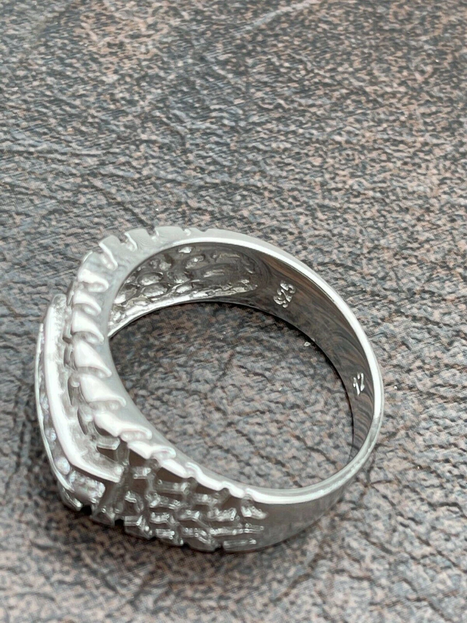 Men's Real Solid Sterling Silver Iced Diamond Nugget Ring Hip Hop Pinky Anillo 14 Men's Real Solid Sterling Silver Iced Diamond Nugget Ring Hip Hop Pinky Anillo - Image 12