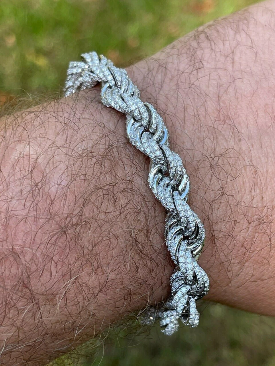 Men's Rope Bracelet Real 925 Silver Iced 14.5ct MOISSANITE Pass Diamond Tester 16 Men's Rope Bracelet Real 925 Silver Iced 14.5ct MOISSANITE Pass Diamond Tester - Image 14