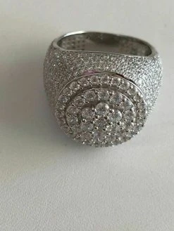 Men's Solid 925 Silver MOISSANITE Pass Diamond Tester Cluster Pinky RING Hip Hop -Harlem Bling Shop italiano silver inc mens solid 925 silver moissanite pass diamond tester cluster pinky ring hip hop 25741.1664374436