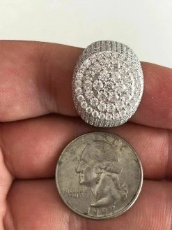 Men's Solid 925 Silver MOISSANITE Pass Diamond Tester Cluster Pinky RING Hip Hop -Harlem Bling Shop italiano silver inc mens solid 925 silver moissanite pass diamond tester cluster pinky ring hip hop 27429.1664387061