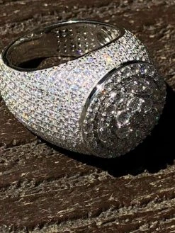 Men's Solid 925 Silver MOISSANITE Pass Diamond Tester Cluster Pinky RING Hip Hop -Harlem Bling Shop italiano silver inc mens solid 925 silver moissanite pass diamond tester cluster pinky ring hip hop 37796.1664371735