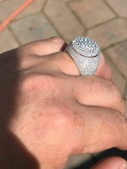 Men's Solid 925 Silver MOISSANITE Pass Diamond Tester Cluster Pinky RING Hip Hop -Harlem Bling Shop italiano silver inc mens solid 925 silver moissanite pass diamond tester cluster pinky ring hip hop 47369.1664373501