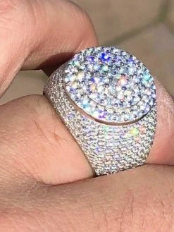 Men's Solid 925 Silver MOISSANITE Pass Diamond Tester Cluster Pinky RING Hip Hop -Harlem Bling Shop italiano silver inc mens solid 925 silver moissanite pass diamond tester cluster pinky ring hip hop 98688.1664378024