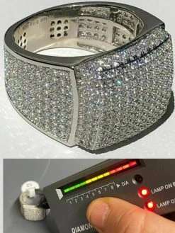 Men's Solid 925 Silver MOISSANITE Pass Diamond Tester Square Pinky RING Hip Hop
