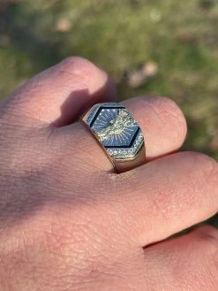 Men's Solid 925 Sterling Silver & 14k Gold Grim Reaper Santa Muerte Pinky Ring -Harlem Bling Shop italiano silver inc mens solid 925 sterling silver and 14k gold grim reaper santa muerte pinky ring 21440.1664391514