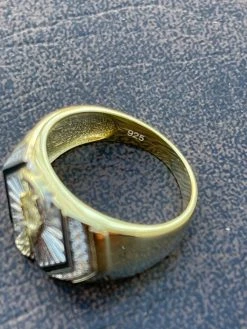 Men's Solid 925 Sterling Silver & 14k Gold Grim Reaper Santa Muerte Pinky Ring -Harlem Bling Shop italiano silver inc mens solid 925 sterling silver and 14k gold grim reaper santa muerte pinky ring 24965.1664379248