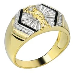 Men's Solid 925 Sterling Silver & 14k Gold Grim Reaper Santa Muerte Pinky Ring -Harlem Bling Shop italiano silver inc mens solid 925 sterling silver and 14k gold grim reaper santa muerte pinky ring 68635.1664391361