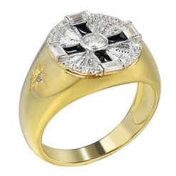 Men's Solid 925 Sterling Silver & 14k Gold Solitaire Diamond Cut Star Pinky Ring -Harlem Bling Shop italiano silver inc mens solid 925 sterling silver and 14k gold solitaire diamond cut star pinky ring 14668.1664390264