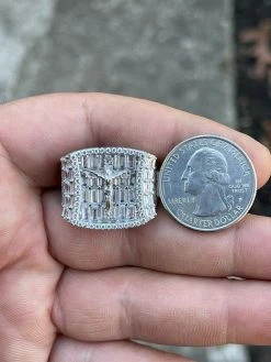 Men's Solid 925 Sterling Silver Iced Hip Hop Baguette Diamond Pinky Cross Ring -Harlem Bling Shop italiano silver inc mens solid 925 sterling silver iced hip hop baguette diamond pinky cross ring 06531.1664391238