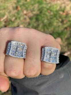 Men's Solid 925 Sterling Silver Iced Hip Hop Baguette Diamond Pinky Cross Ring -Harlem Bling Shop italiano silver inc mens solid 925 sterling silver iced hip hop baguette diamond pinky cross ring 34359.1664376563