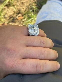 Men's Solid 925 Sterling Silver Iced Hip Hop Baguette Diamond Pinky Cross Ring -Harlem Bling Shop italiano silver inc mens solid 925 sterling silver iced hip hop baguette diamond pinky cross ring 47144.1664376788