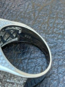 Men's Solid 925 Sterling Silver Iced Hip Hop Baguette Diamond Pinky Cross Ring -Harlem Bling Shop italiano silver inc mens solid 925 sterling silver iced hip hop baguette diamond pinky cross ring 50786.1664399047