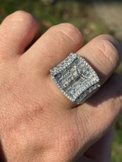 Men's Solid 925 Sterling Silver Iced Hip Hop Baguette Diamond Pinky Cross Ring -Harlem Bling Shop italiano silver inc mens solid 925 sterling silver iced hip hop baguette diamond pinky cross ring 57161.1664389945