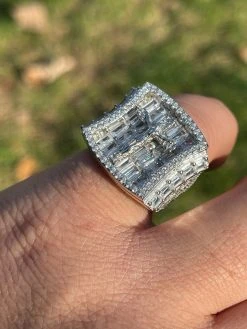 Men's Solid 925 Sterling Silver Iced Hip Hop Baguette Diamond Pinky Cross Ring -Harlem Bling Shop italiano silver inc mens solid 925 sterling silver iced hip hop baguette diamond pinky cross ring 62474.1664378269