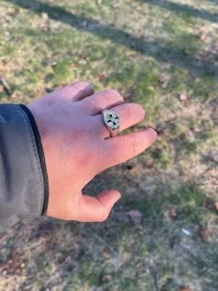 Men's Solid 925 Sterling Silver W. 14k Gold Solitaire Diamond Cut Iced Star Ring -Harlem Bling Shop italiano silver inc mens solid 925 sterling silver w 14k gold solitaire diamond cut iced star ring 12102.1664388036