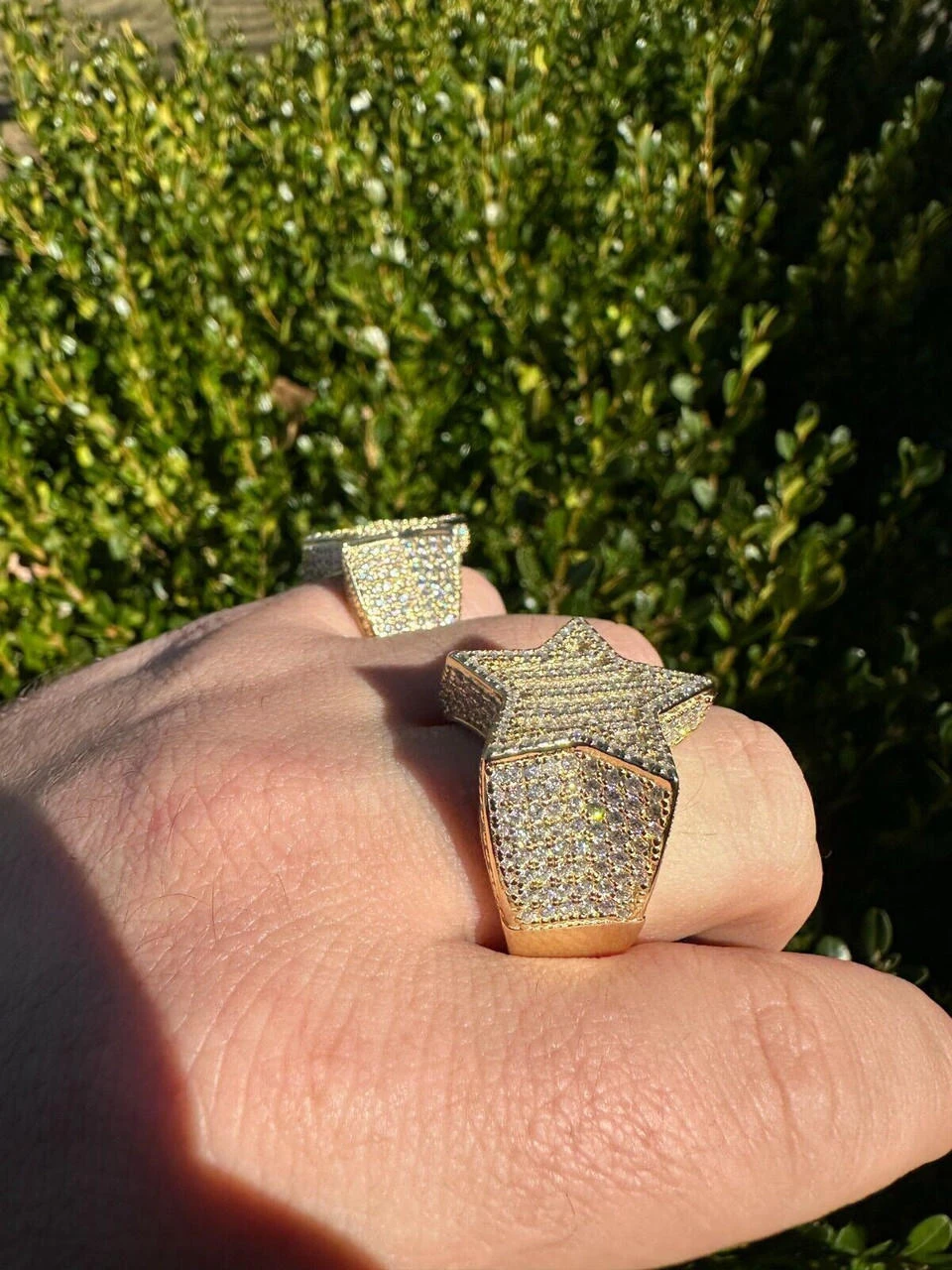 4.65ct MOISSANITE 14k Gold & 925 Silver Iced Out Baguette Star Ring Diamond Test 8 4.65ct MOISSANITE 14k Gold & 925 Silver Iced Out Baguette Star Ring Diamond Test - Image 6