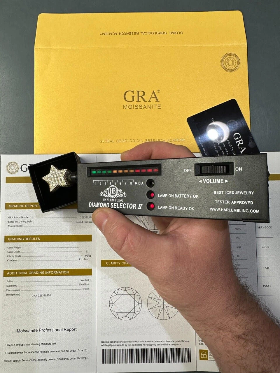 4.65ct MOISSANITE 14k Gold & 925 Silver Iced Out Baguette Star Ring Diamond Test 6 4.65ct MOISSANITE 14k Gold & 925 Silver Iced Out Baguette Star Ring Diamond Test - Image 4