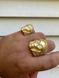 MOISSANITE Iced HEAVY Death Skull Ring Matte Real 14k Gold Over 925 Silver 34 MOISSANITE Iced HEAVY Death Skull Ring Matte Real 14k Gold Over 925 Silver -Harlem Bling Shop italiano silver inc moissanite iced heavy death skull ring matte real 14k gold over 925 silver 04081.1697164465