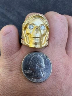 MOISSANITE Iced HEAVY Death Skull Ring Matte Real 14k Gold Over 925 Silver 32 MOISSANITE Iced HEAVY Death Skull Ring Matte Real 14k Gold Over 925 Silver -Harlem Bling Shop italiano silver inc moissanite iced heavy death skull ring matte real 14k gold over 925 silver 34403.1697164381