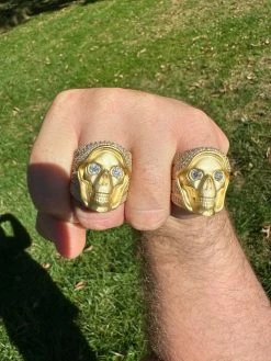 MOISSANITE Iced HEAVY Death Skull Ring Matte Real 14k Gold Over 925 Silver 39 MOISSANITE Iced HEAVY Death Skull Ring Matte Real 14k Gold Over 925 Silver -Harlem Bling Shop italiano silver inc moissanite iced heavy death skull ring matte real 14k gold over 925 silver 43827.1697164473