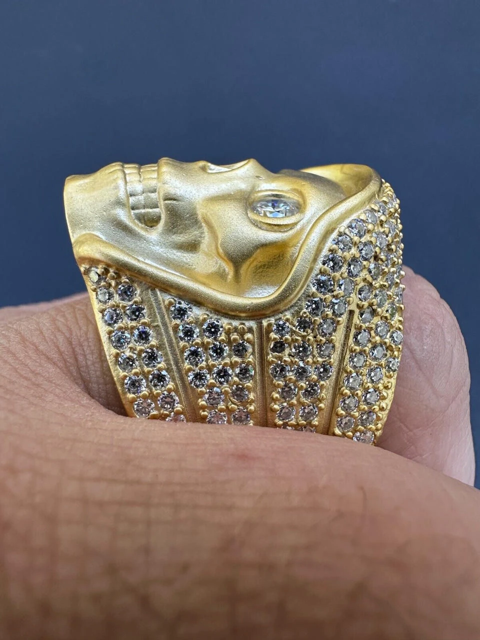 MOISSANITE Iced HEAVY Death Skull Ring Matte Real 14k Gold Over 925 Silver 9 MOISSANITE Iced HEAVY Death Skull Ring Matte Real 14k Gold Over 925 Silver - Image 7