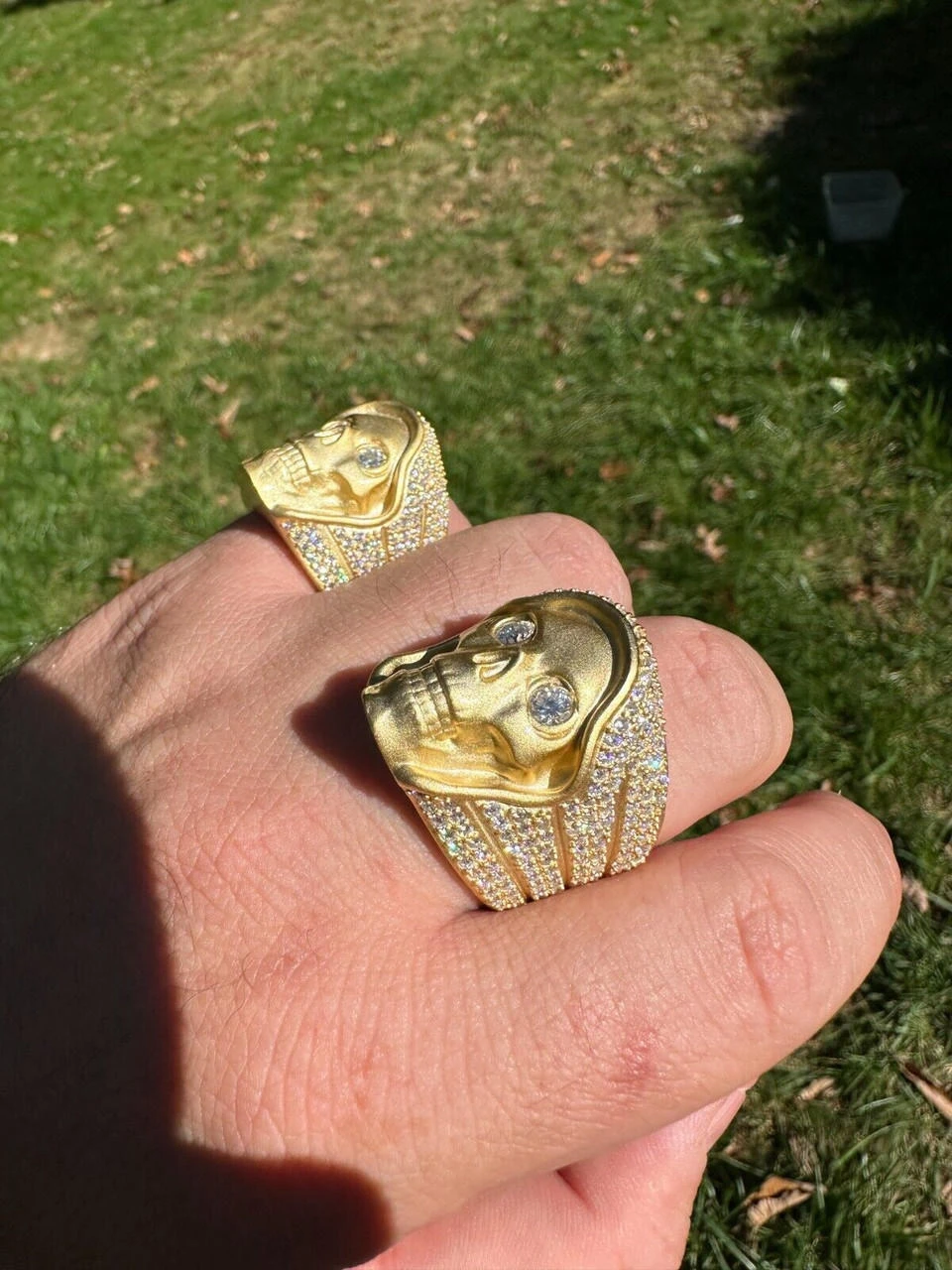 MOISSANITE Iced HEAVY Death Skull Ring Matte Real 14k Gold Over 925 Silver 17 MOISSANITE Iced HEAVY Death Skull Ring Matte Real 14k Gold Over 925 Silver - Image 15