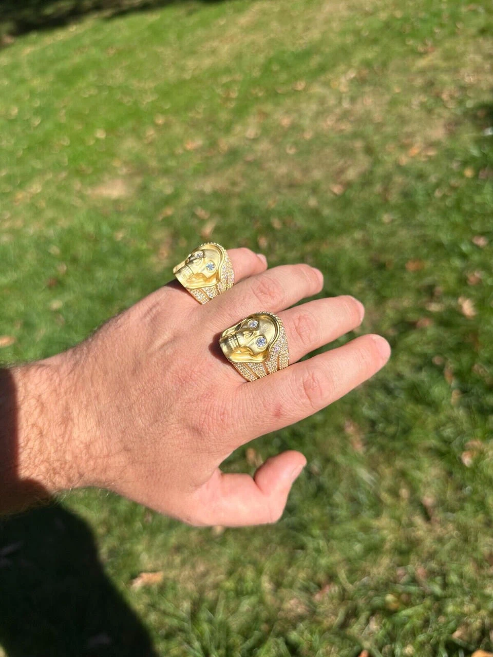 MOISSANITE Iced HEAVY Death Skull Ring Matte Real 14k Gold Over 925 Silver 18 MOISSANITE Iced HEAVY Death Skull Ring Matte Real 14k Gold Over 925 Silver - Image 16