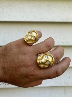 MOISSANITE Iced HEAVY Death Skull Ring Matte Real 14k Gold Over 925 Silver 33 MOISSANITE Iced HEAVY Death Skull Ring Matte Real 14k Gold Over 925 Silver -Harlem Bling Shop italiano silver inc moissanite iced heavy death skull ring matte real 14k gold over 925 silver 86882.1697164322