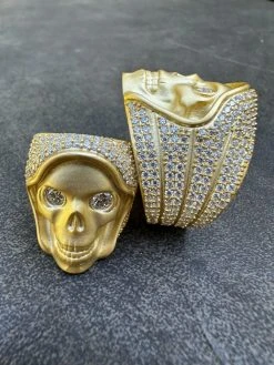 MOISSANITE Iced HEAVY Death Skull Ring Matte Real 14k Gold Over 925 Silver 26 MOISSANITE Iced HEAVY Death Skull Ring Matte Real 14k Gold Over 925 Silver -Harlem Bling Shop italiano silver inc moissanite iced heavy death skull ring matte real 14k gold over 925 silver 88043.1697164452