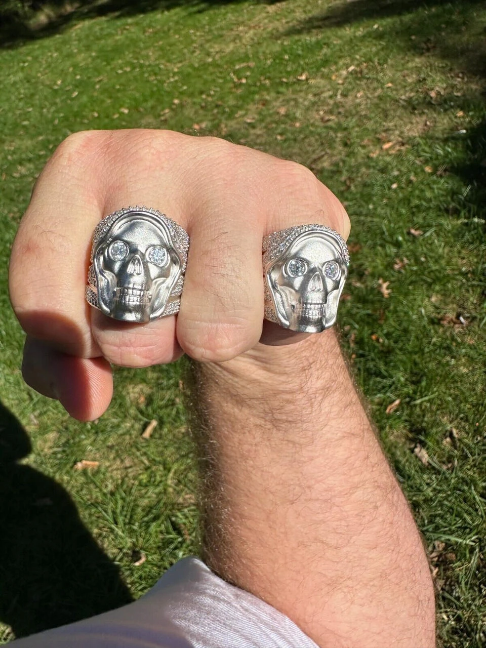 MOISSANITE Iced HEAVY Death Skull Ring Mens Real Solid Matte Finish 925 Silver 15 MOISSANITE Iced HEAVY Death Skull Ring Mens Real Solid Matte Finish 925 Silver - Image 13