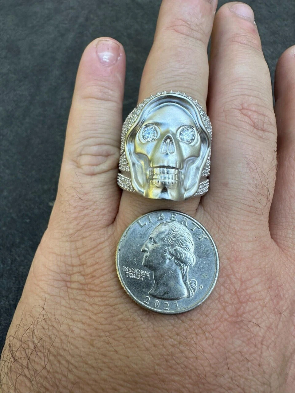 MOISSANITE Iced HEAVY Death Skull Ring Mens Real Solid Matte Finish 925 Silver 12 MOISSANITE Iced HEAVY Death Skull Ring Mens Real Solid Matte Finish 925 Silver - Image 10