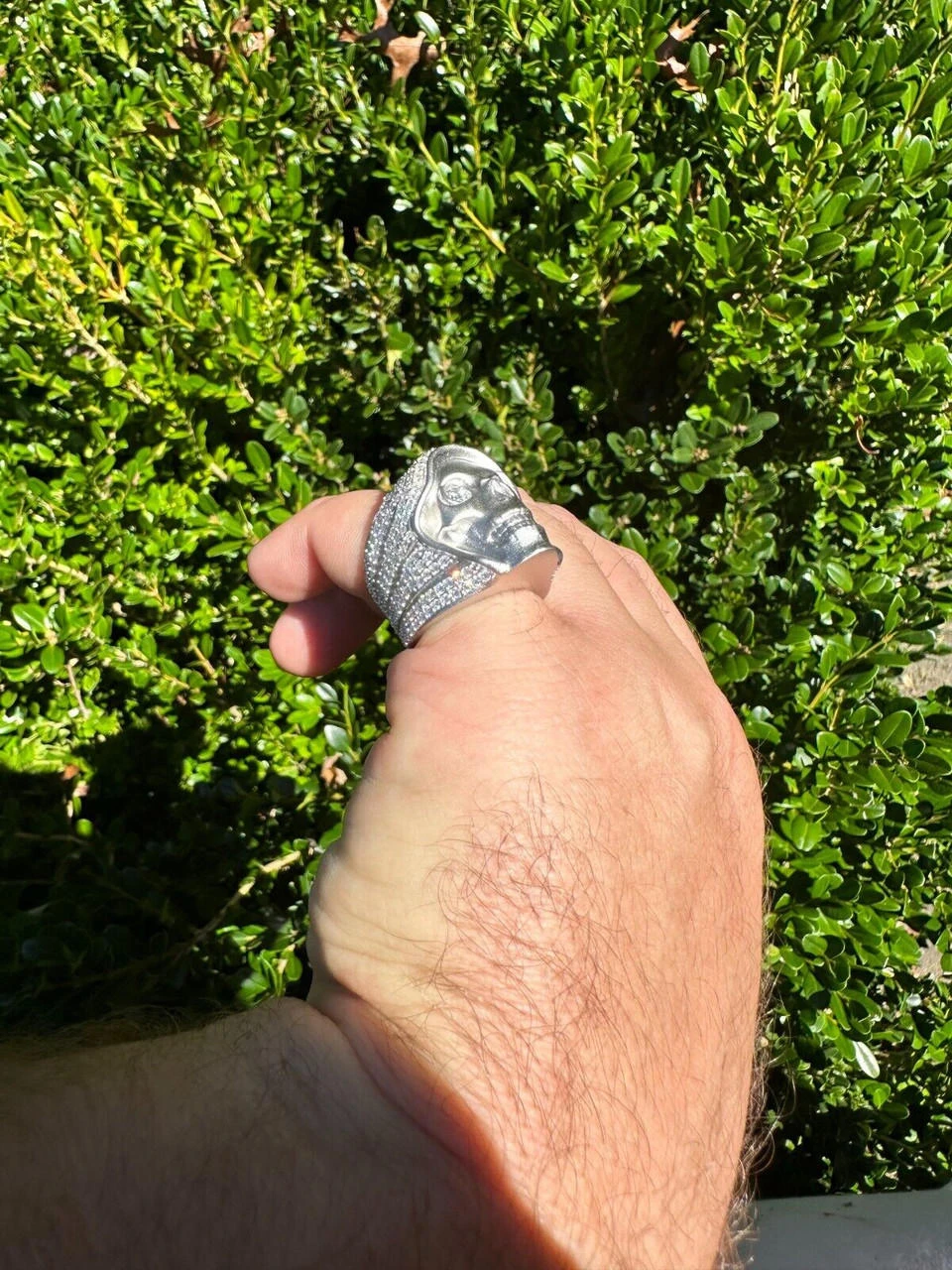 MOISSANITE Iced HEAVY Death Skull Ring Mens Real Solid Matte Finish 925 Silver 10 MOISSANITE Iced HEAVY Death Skull Ring Mens Real Solid Matte Finish 925 Silver - Image 8