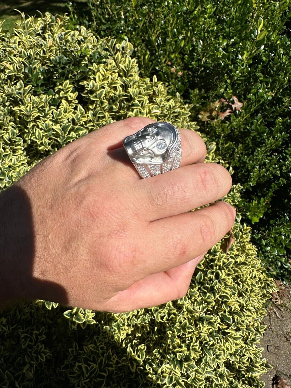 MOISSANITE Iced HEAVY Death Skull Ring Mens Real Solid Matte Finish 925 Silver 16 MOISSANITE Iced HEAVY Death Skull Ring Mens Real Solid Matte Finish 925 Silver - Image 14