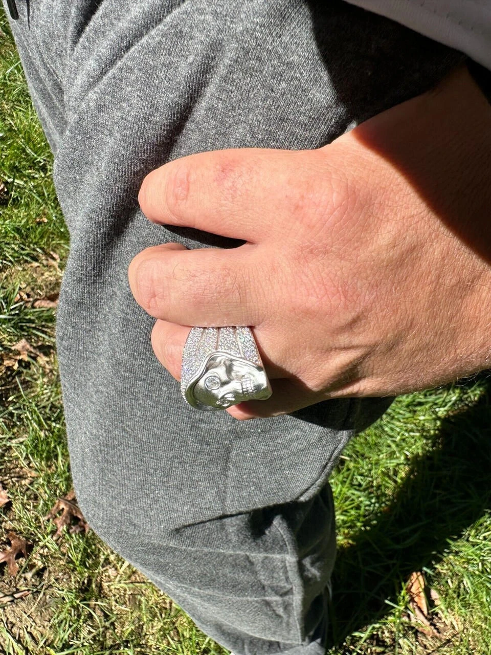 MOISSANITE Iced HEAVY Death Skull Ring Mens Real Solid Matte Finish 925 Silver 14 MOISSANITE Iced HEAVY Death Skull Ring Mens Real Solid Matte Finish 925 Silver - Image 12