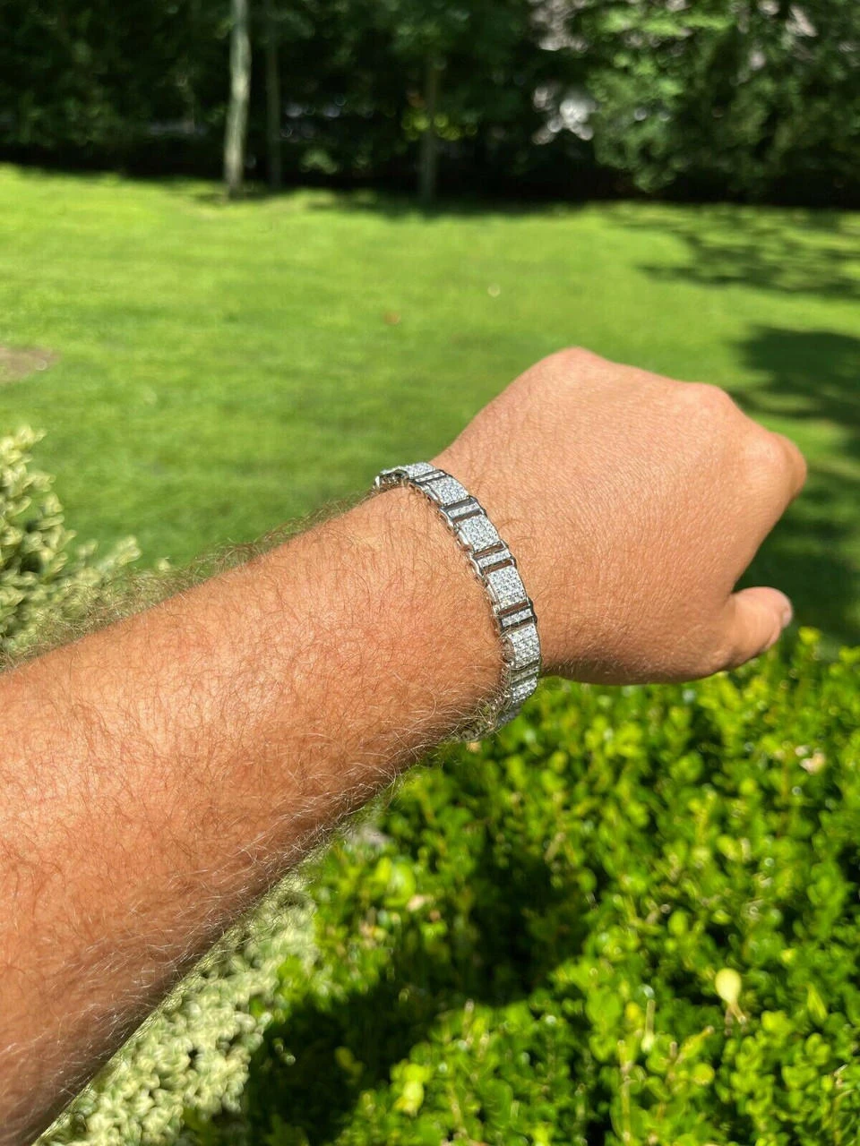 MOISSANITE Mens 11mm Iced Presidential Bracelet Solid 925 Sterling Silver Blingy 11 MOISSANITE Mens 11mm Iced Presidential Bracelet Solid 925 Sterling Silver Blingy - Image 9