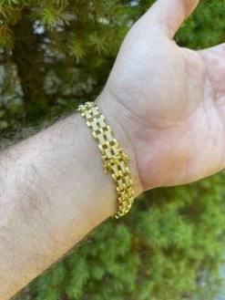 MOISSANITE Presidential ID Bracelet 14k Gold Vermeil Real 925 Silver Iced HipHop -Harlem Bling Shop italiano silver inc moissanite presidential id bracelet 14k gold vermeil real 925 silver iced hiphop 06417.1664359629