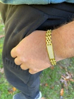 MOISSANITE Presidential ID Bracelet 14k Gold Vermeil Real 925 Silver Iced HipHop -Harlem Bling Shop italiano silver inc moissanite presidential id bracelet 14k gold vermeil real 925 silver iced hiphop 12353.1664360067